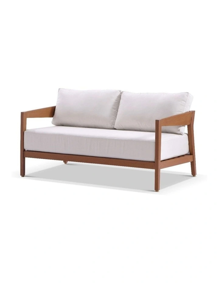 Bronte 2 Seater Outdoor Teak Look Aluminium Lounge & Sunbrella Canvas Cushions image 2