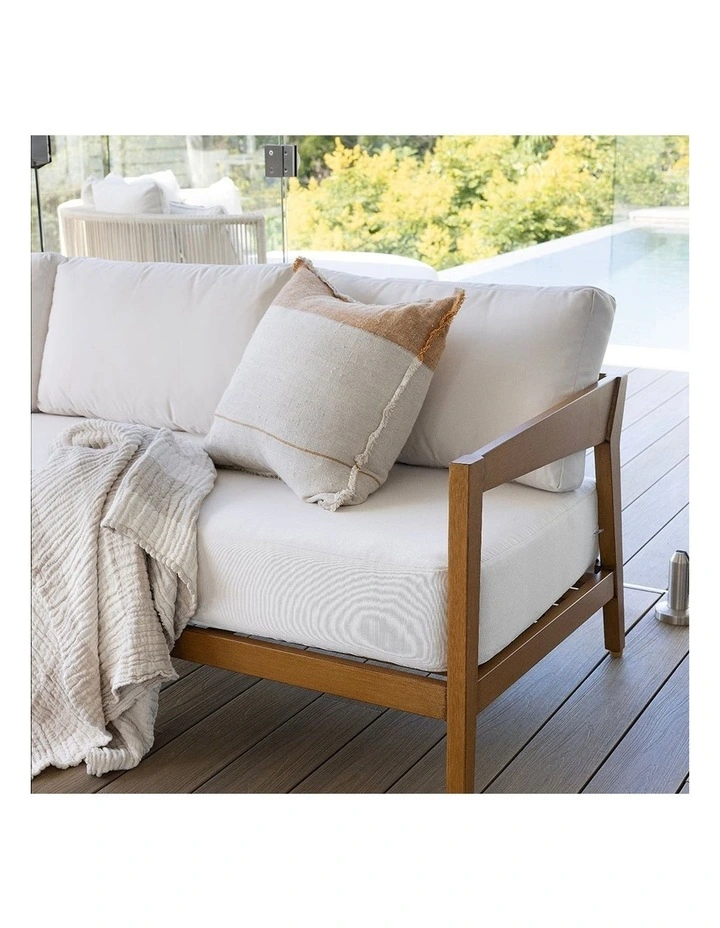 Bronte 2 Seater Outdoor Teak Look Aluminium Lounge & Sunbrella Canvas Cushions image 3