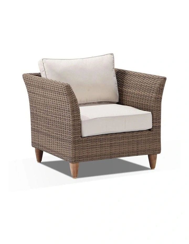 Carolina 3 1 1 Seater Outdoor Wicker Lounge Set Brushed Wheat With Coffee Table & Cream Cushions image 3