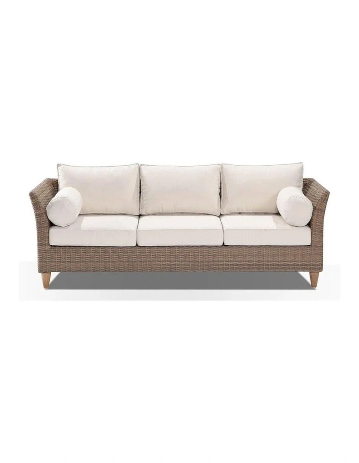 Carolina 3 1 1 Seater Outdoor Wicker Lounge Set Brushed Wheat With Coffee Table & Cream Cushions image 4