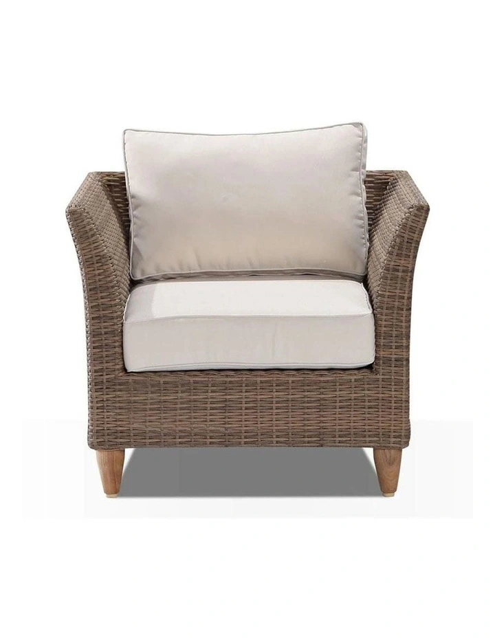 Carolina 3 1 1 Seater Outdoor Wicker Lounge Set Brushed Wheat With Coffee Table & Cream Cushions image 5
