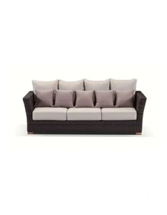 Coco 3 1 1 Seater Outdoor Wicker Lounge Chestnut Brown With Coffee Table & Latte Cushions