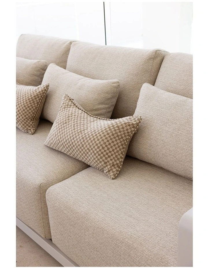 Whitehaven 3 Seater Outdoor Aluminium Lounge White & Sandstone Olefin Cushions image 3