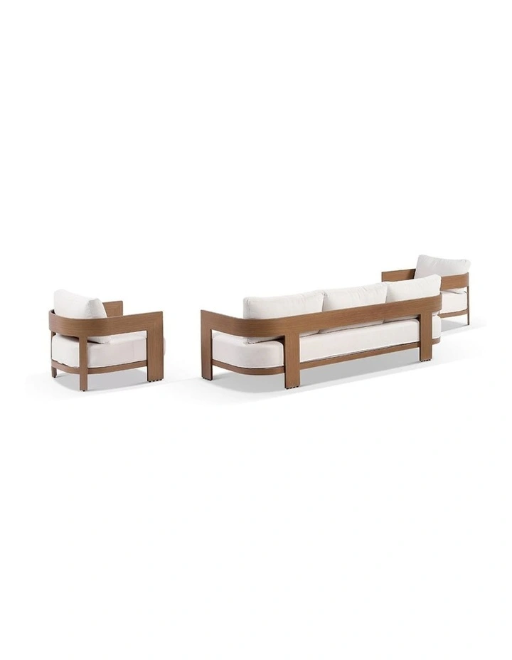 Marlo 3 1 1 Outdoor Aluminium Lounge Set Mahogany With Coffee Table & Bone Cushions image 2