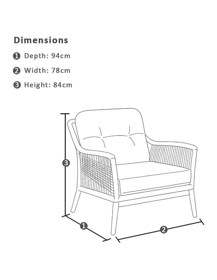 Hugo 1 Seater Outdoor Aluminium and Rope Lounge Chair White & Cream Rope/Cream Cushions image 2