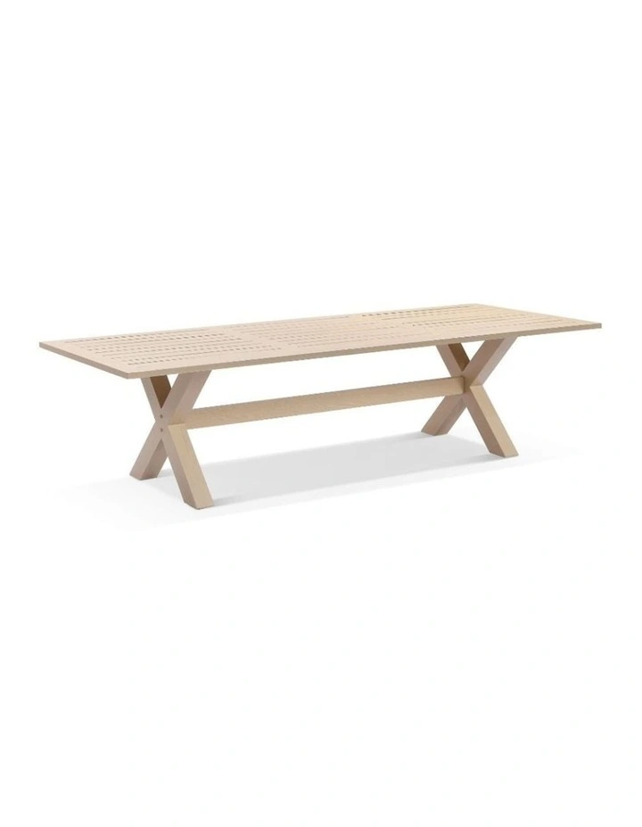 Tahitian 3m Aluminium Dining Table Light Oak With 10 Hugo Chairs & Cream Rope/Cream Cushions image 2