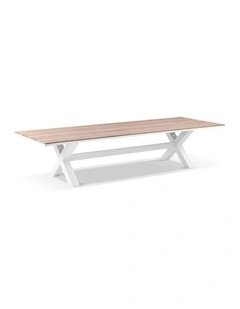 Kansas 3m Outdoor Teak Timber and Aluminium Rectangle Dining Table