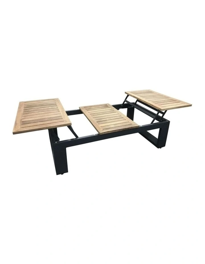 Balmoral Outdoor Teak Top Aluminium Coffee Table with Fold Out Sides Charcoal image 2