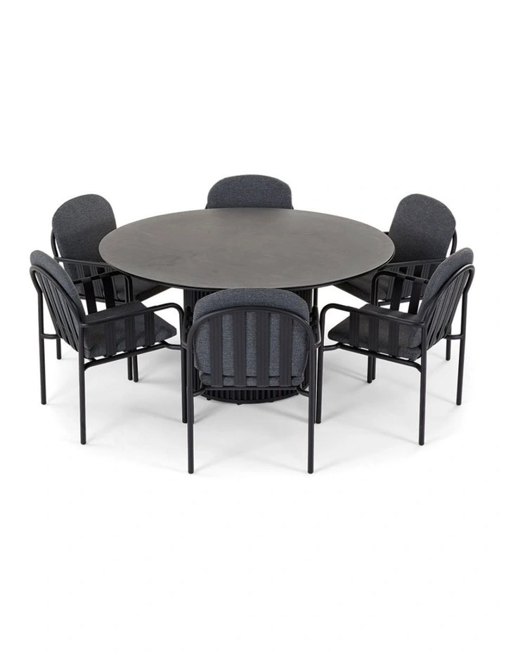 Mornington Outdoor 1.5m Round Dining Setting with 6 Chairs Midnight image 3