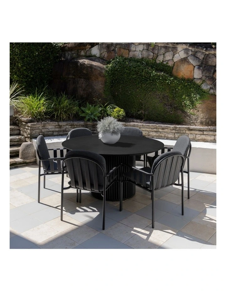 Mornington Outdoor 1.5m Round Dining Setting with 6 Chairs Midnight image 4