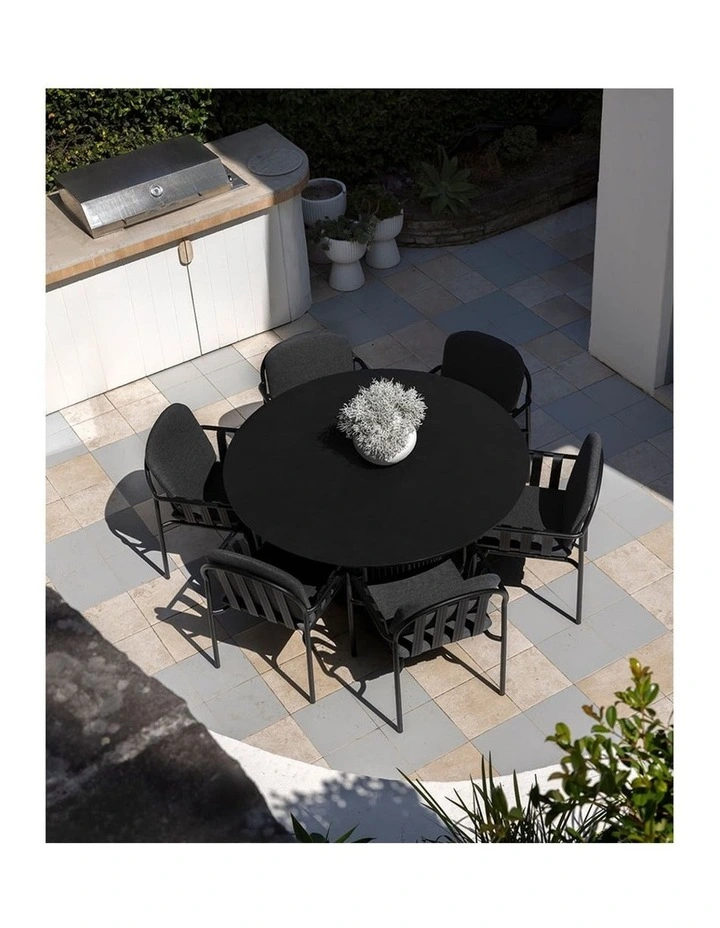 Mornington Outdoor 1.5m Round Dining Setting with 6 Chairs Midnight image 5