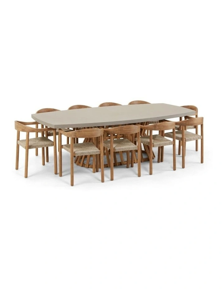 Waverley 2.6m Indoor Outdoor Concrete Look Dining Set with 10 Kotara Chairs image 1