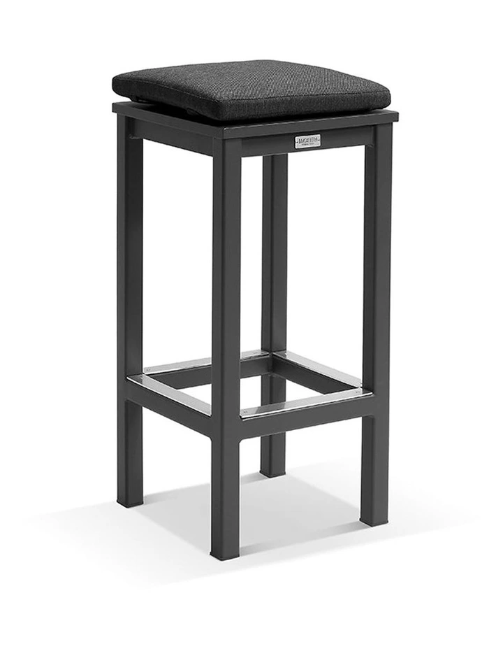 Santorini Outdoor 1.5m Bar Table Charcoal With 4 Avoca Stools & Denim Grey Cushions image 3