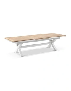 Austin Outdoor 3m-3.8m Extension Teak Timber and Aluminium Dining Table White
