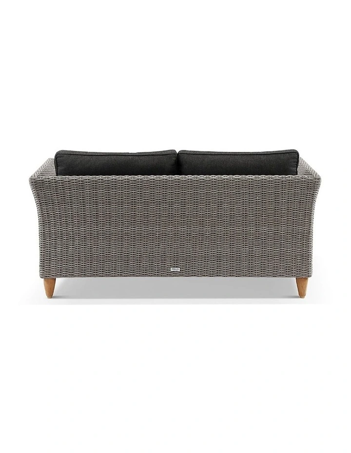 Carolina 2 Seater Outdoor Wicker Lounge Brushed Grey & Denim Cushions image 4