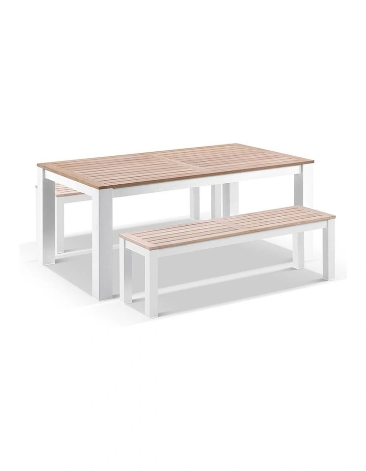 Balmoral 1.8m Teak Top Aluminium Table White image 1