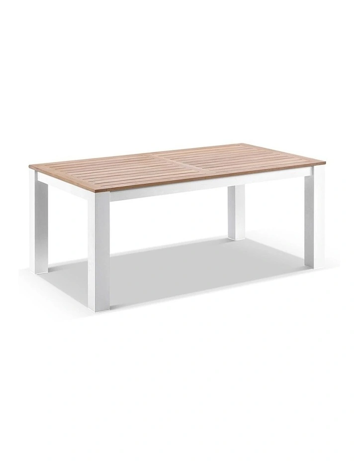 Balmoral 1.8m Teak Top Aluminium Table White image 2