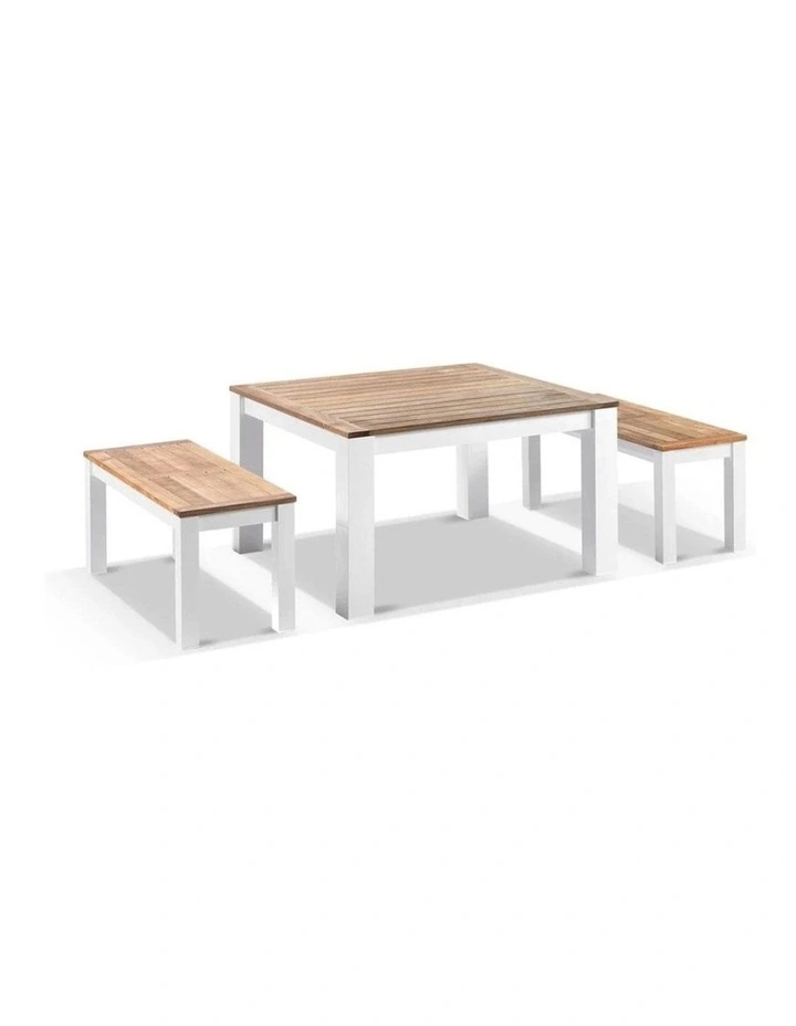 Balmoral Low Dining Coffee Table White With 2 Bench Seats image 1