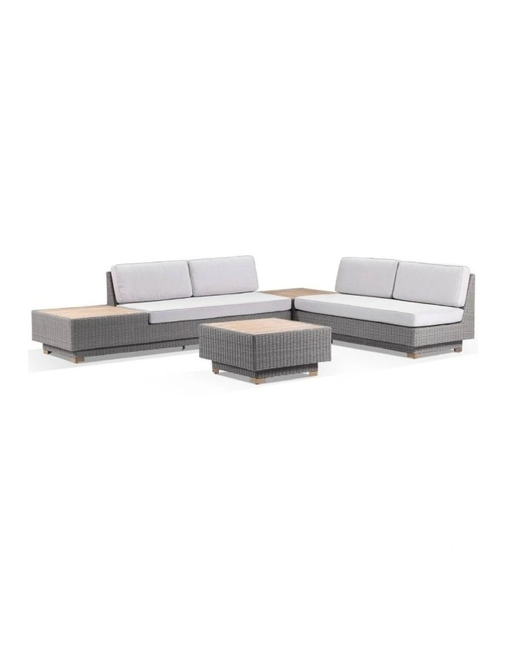 Acapulco Package A - Outdoor Wicker and Teak Lounge with Sunbrella Cushions image 1
