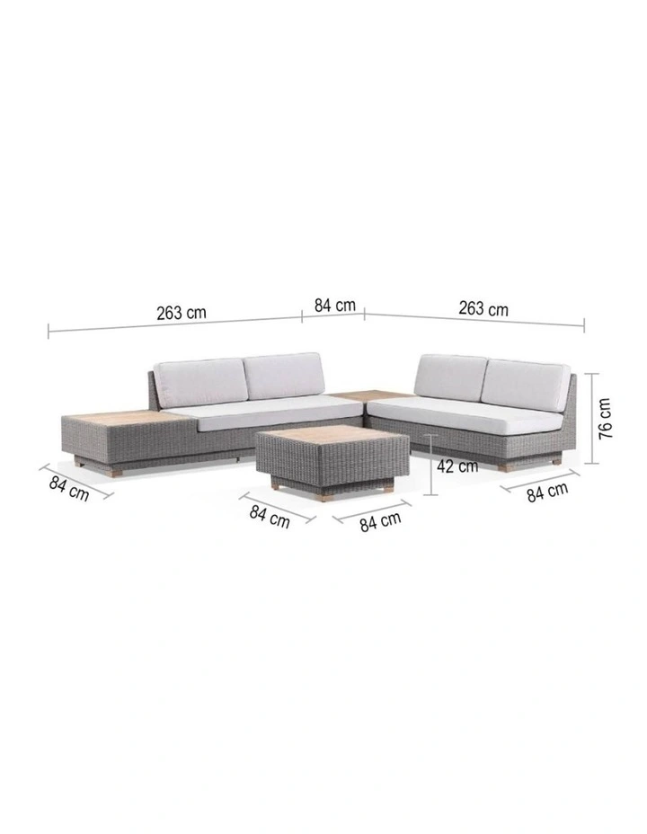 Acapulco Package A - Outdoor Wicker and Teak Lounge with Sunbrella Cushions image 2