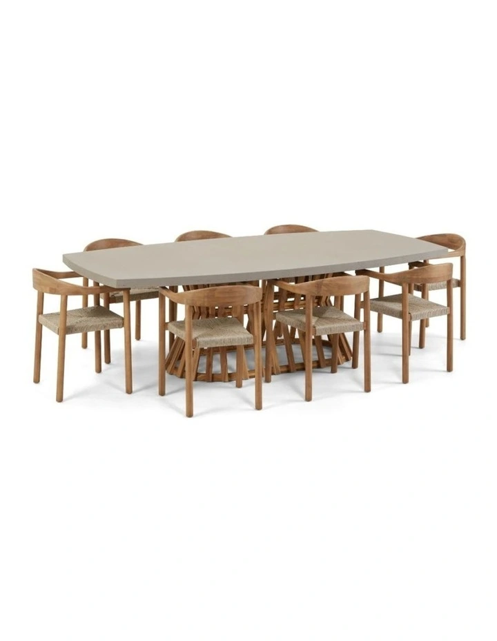 Waverley 2.6m Indoor Outdoor Concrete Look Dining Set With 8 Kotara Chairs image 1