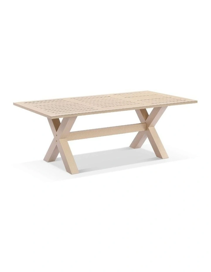 Tahitian 2.1m Aluminium Dining Table Light Oak With 8 Hugo Chairs & Cream Rope/Cream Cushions image 2
