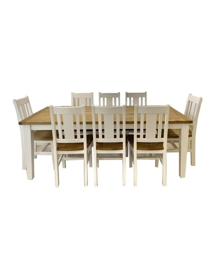 Leura Belle Rustic 8 Seater Rectangle Dining Table and Chairs Setting image 1