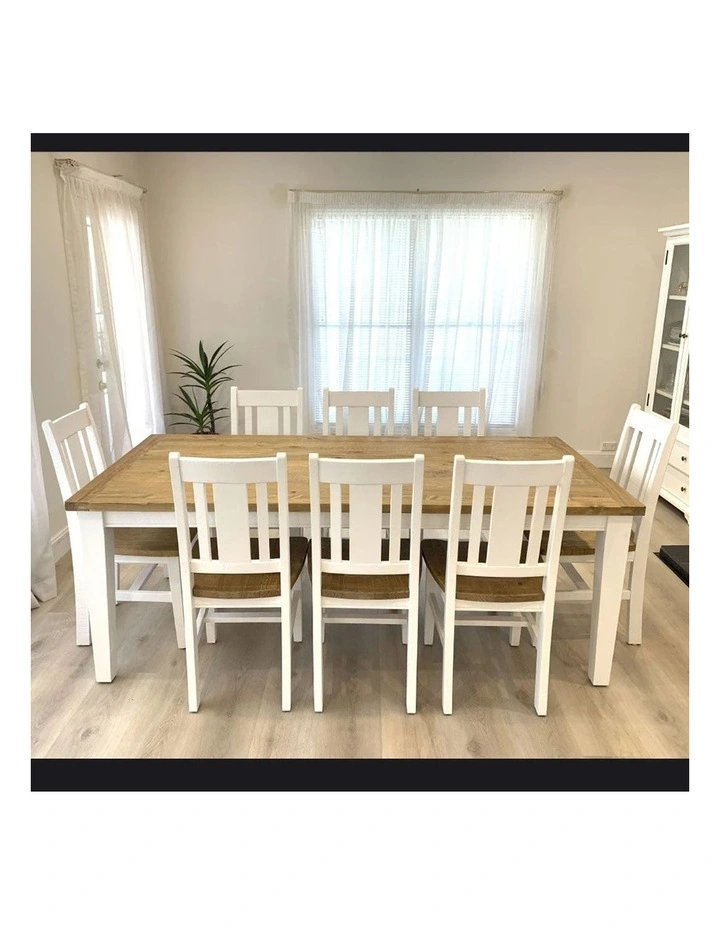 Leura Belle Rustic 8 Seater Rectangle Dining Table and Chairs Setting image 4