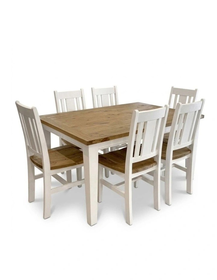 Leura Belle Rustic 6 Seater Rectangle Dining Table and Chairs Setting image 1
