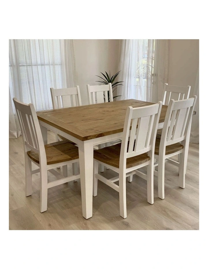 Leura Belle Rustic 6 Seater Rectangle Dining Table and Chairs Setting image 2