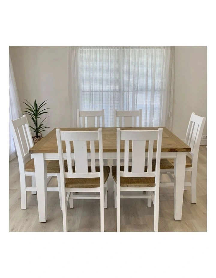 Leura Belle Rustic 6 Seater Rectangle Dining Table and Chairs Setting image 3