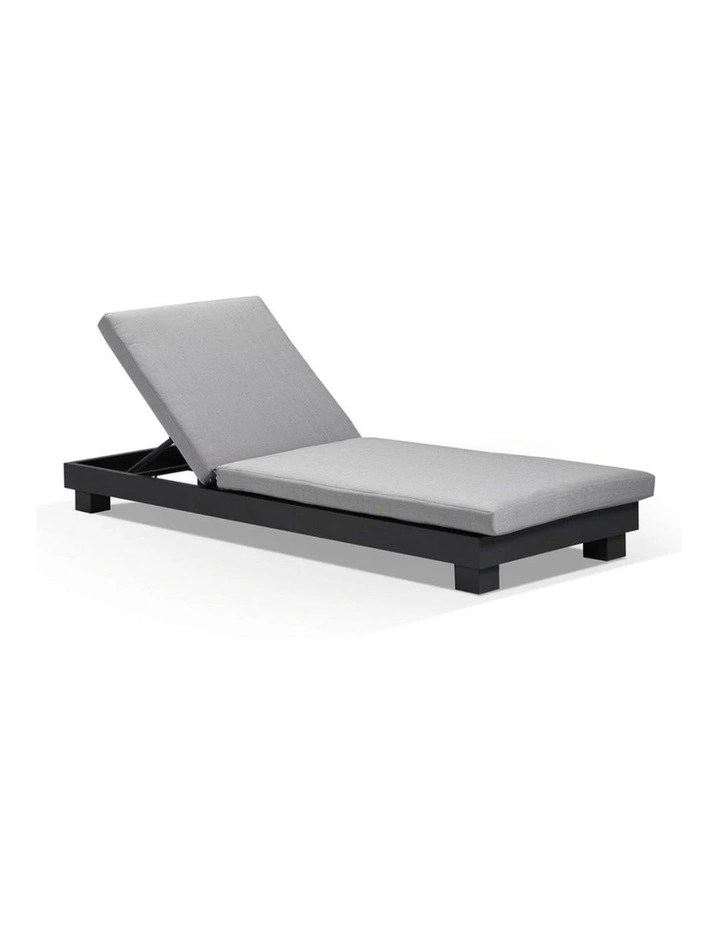 Santorini Aluminium Sun Lounge Charcoal With Sunbrella Cushion & Cast Slate Cushions image 1