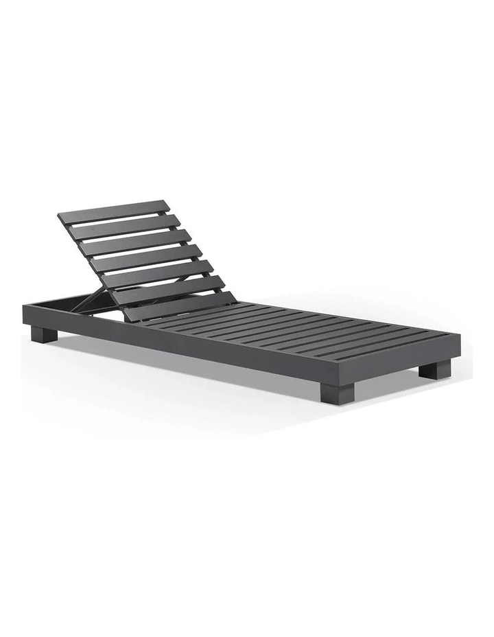 Santorini Aluminium Sun Lounge Charcoal With Sunbrella Cushion & Cast Slate Cushions image 3
