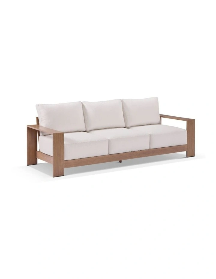 Mackay Outdoor Aluminium 3 1 1 Lounge Set Mahogany With Coffee table & Bone Cushions image 2