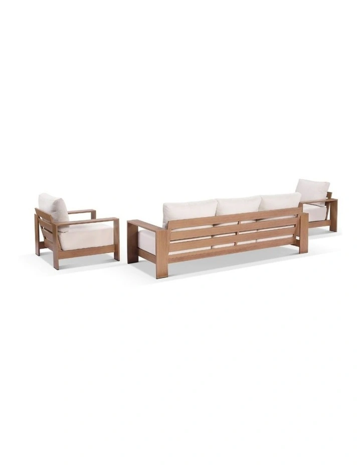 Mackay Outdoor Aluminium 3 1 1 Lounge Set Mahogany With Coffee table & Bone Cushions image 3
