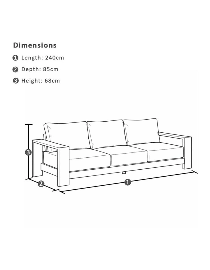 Mackay Outdoor Aluminium 3 1 1 Lounge Set Mahogany With Coffee table & Bone Cushions image 5