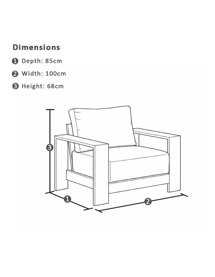 Mackay Outdoor Aluminium 3 1 1 Lounge Set Mahogany With Coffee table & Bone Cushions image 6
