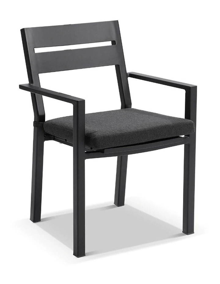 Tahitian 2.1m Aluminium Dining Table Charcoal With 8 Santorini Chairs & Denim Grey Cushions image 2