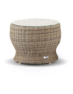 Newport Outdoor Wicker Round Side Table Brushed Wheat