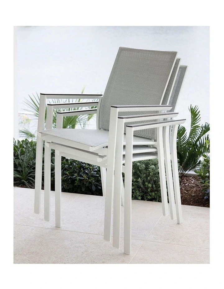 Tahitian 2.1m Aluminium Dining Table with 8 Patonga Chairs White image 4