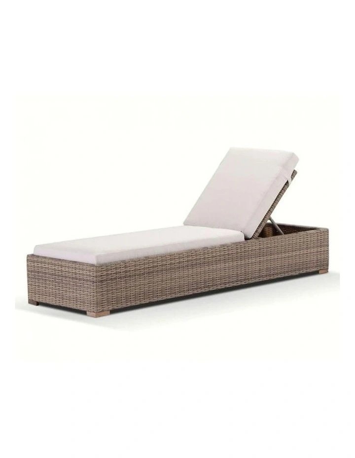 Breeze Outdoor Wicker Sun Lounge in Half Round Brushed Wheat & Cream Cushions image 2