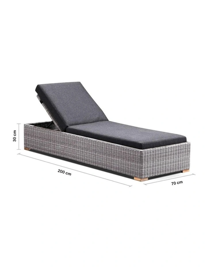 Breeze Outdoor Wicker Sun Lounge in Half Round Brushed Wheat & Cream Cushions image 3