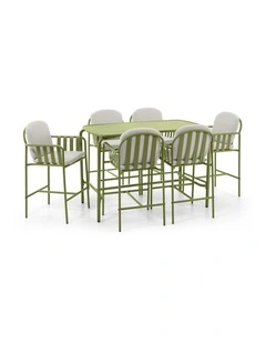 Mornington Outdoor 1.5m Bar Setting with 6x Stools Seagrass