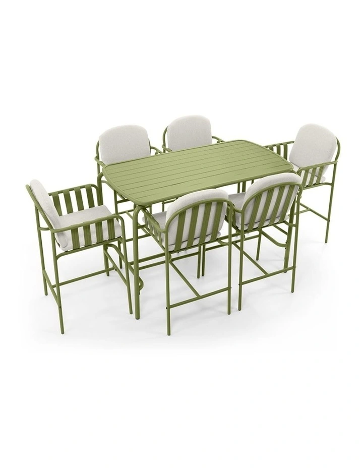 Mornington Outdoor 1.5m Bar Setting with 6x Stools Seagrass image 2