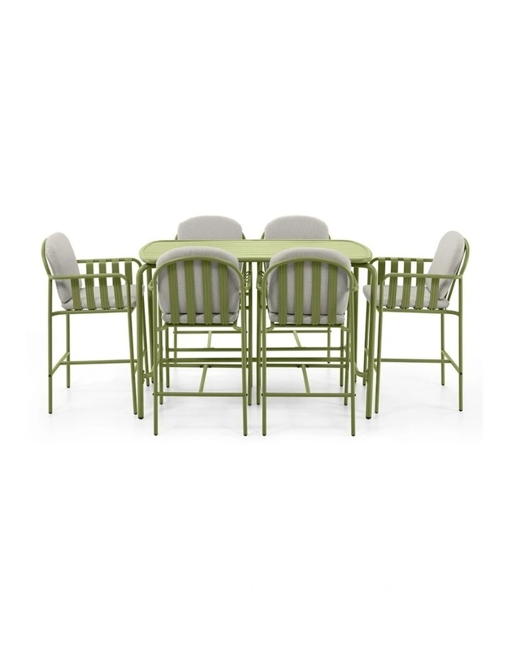 Mornington Outdoor 1.5m Bar Setting with 6x Stools Seagrass image 3