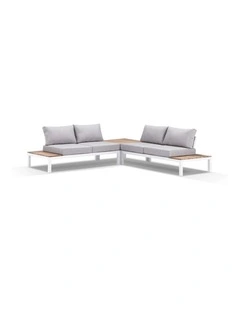 Nova Package B Outdoor Aluminium Modular Corner Lounge White & Textured Olefin Grey Cushions