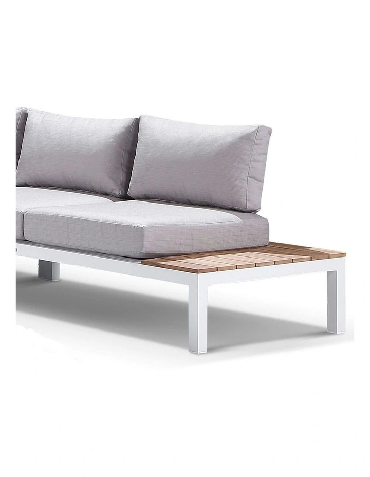 Nova Package B Outdoor Aluminium Modular Corner Lounge White & Textured Olefin Grey Cushions image 2