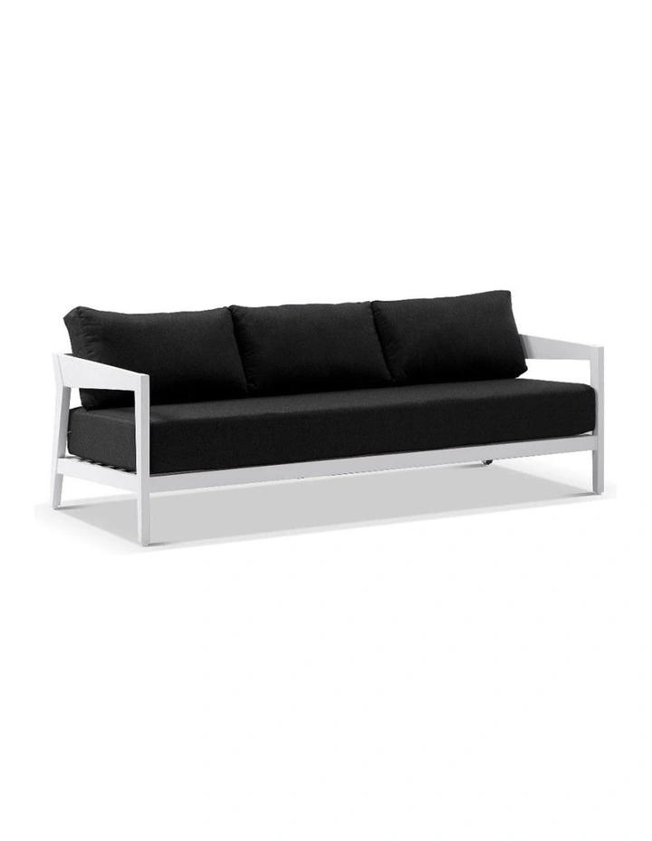 Bronte 3 2 1 1 Outdoor Aluminium Lounge Setting Charcoal With Coffee Table & Denim Grey Cushions image 3