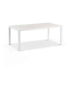 Alpine Outdoor 1.85m Aluminium and Ceramic Rectangle Dining Table Frost White