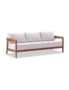 Bronte 3 Seater Outdoor Teak Look Aluminium Lounge & Sunbrella Canvas Cushions
